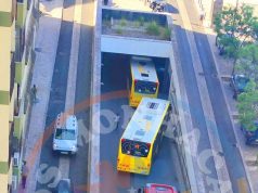 Acidente grave com autocarro junto à estação em Agualva-Cacém